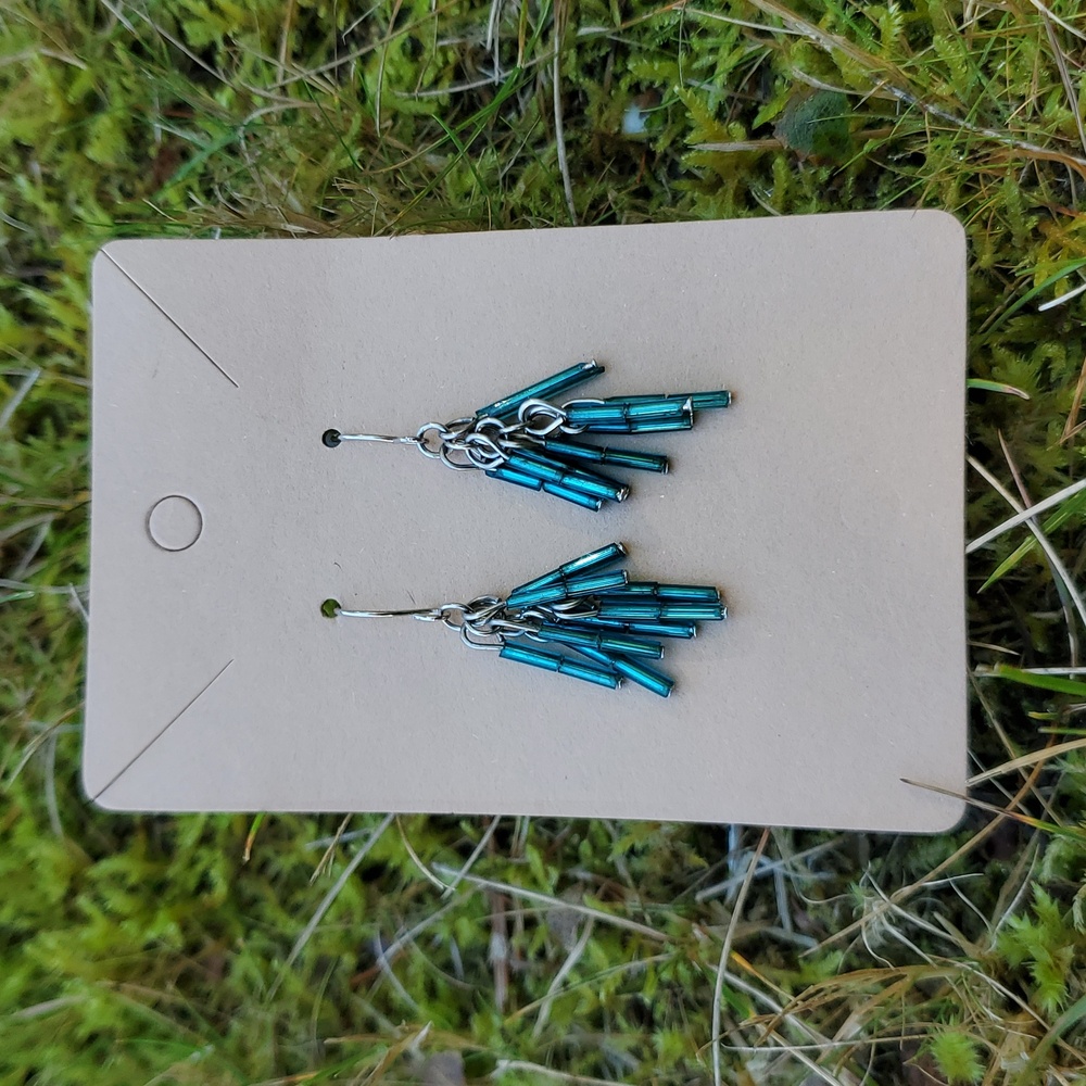 Buy 2 Pairs/Get 1 Free Handmade Blue Beaded Dangle Earrings
